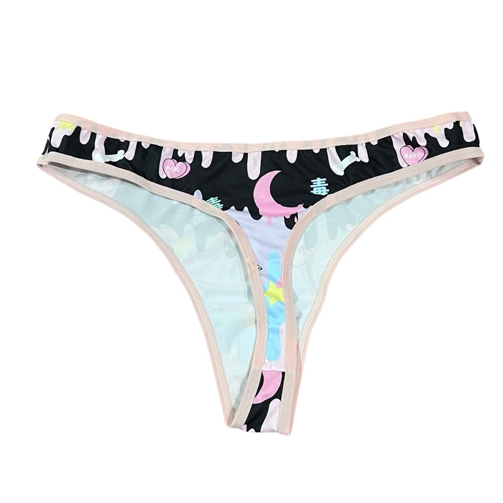 NWT Black & Pink Kawaii Goth Bandeau Tube Top & Bottoms Lingerie Rave Set - Picture 11 of 11